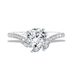 Marquise-Accented & Diamond-Prong Chevron Engagement Ring — R2271W-SR