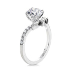 Marquise-Accented & Diamond-Prong Chevron Engagement Ring — R2271W-SR