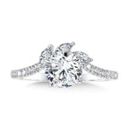 Marquise-Accented & Diamond-Prong Chevron Engagement Ring — R2271W-SR