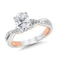 Oval-Cut Crisscross Two-Tone & Milgrain-Beaded Diamond Collar Engagement Ring — R2273WP-SR