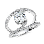 Dramatic Split Shank & Hidden Halo Diamond Engagement Ring — R2274W-SR
