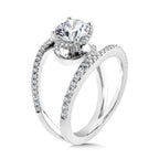 Dramatic Split Shank & Hidden Halo Diamond Engagement Ring — R2274W-SR