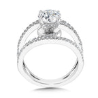 Dramatic Split Shank & Hidden Halo Diamond Engagement Ring — R2274W-SR