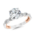Crisscross Two-Tone & Milgrain-Beaded Hidden Accents Diamond Engagement Ring — R2275WP-SR