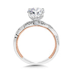 Crisscross Two-Tone & Milgrain-Beaded Hidden Accents Diamond Engagement Ring — R2275WP-SR