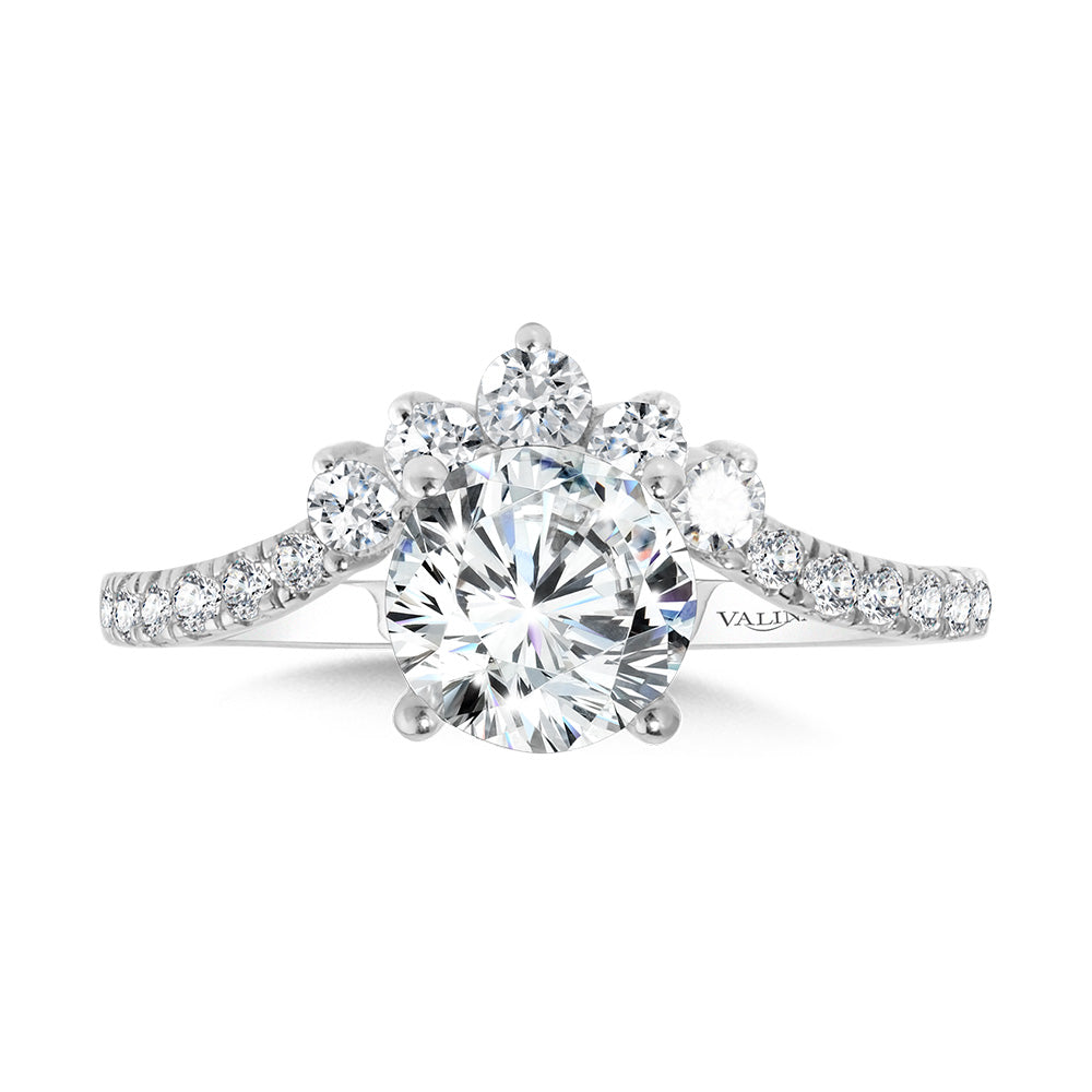 Chevron-Shaped Hidden Halo Diamond Engagement Ring — R2276W-SR