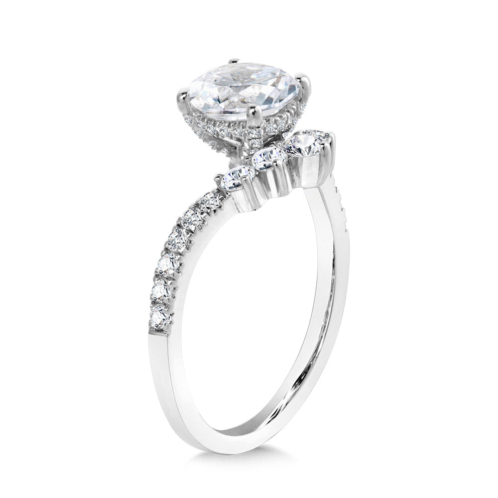 Chevron-Shaped Hidden Halo Diamond Engagement Ring — R2276W-SR