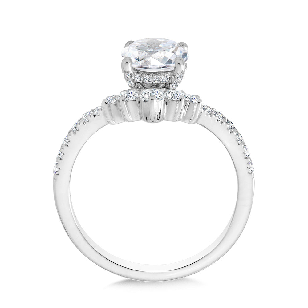 Chevron-Shaped Hidden Halo Diamond Engagement Ring — R2276W-SR