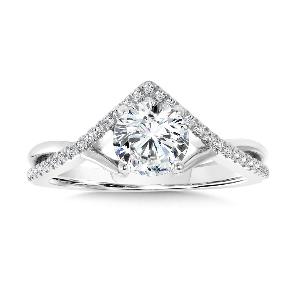 Hidden Halo & Crisscross Chevron Diamond Engagement Ring — R2277W-SR