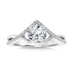 Hidden Halo & Crisscross Chevron Diamond Engagement Ring — R2277W-SR
