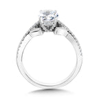 Hidden Halo & Crisscross Chevron Diamond Engagement Ring — R2277W-SR