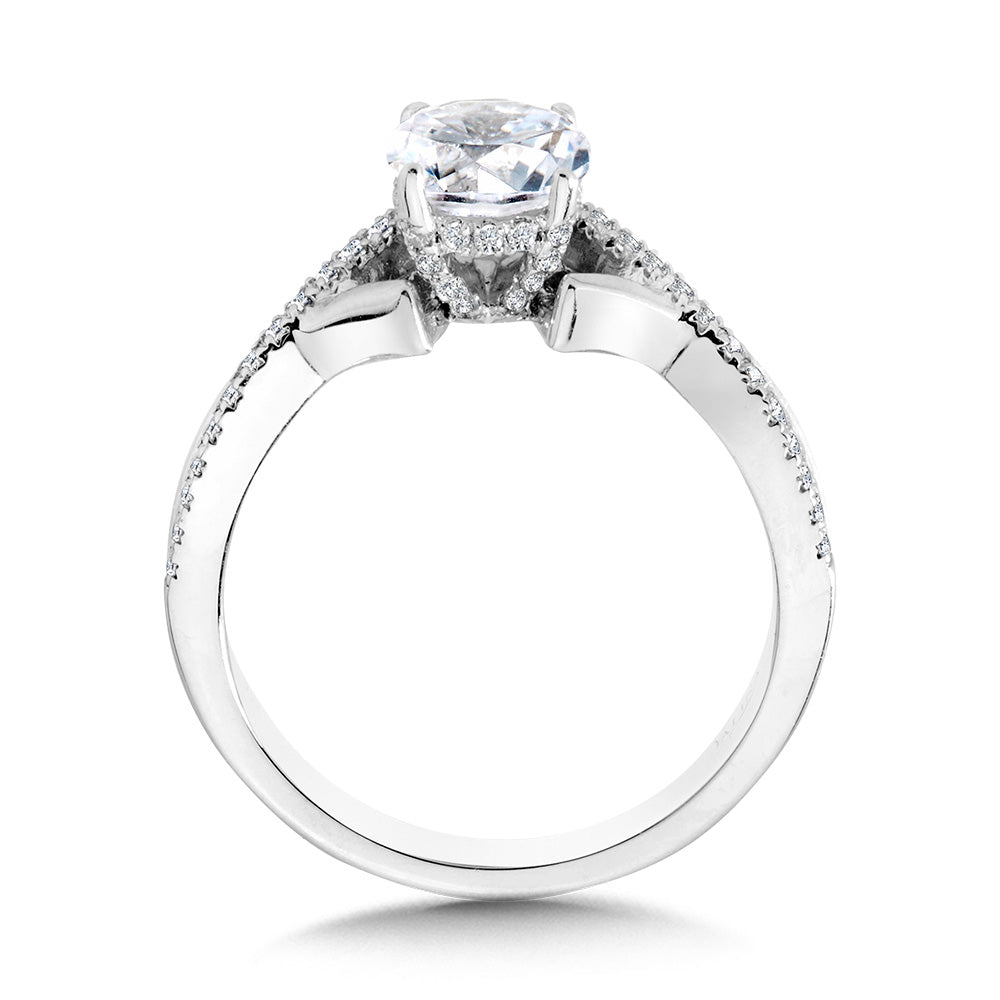 Hidden Halo & Crisscross Chevron Diamond Engagement Ring — R2277W-SR