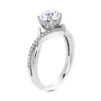Hidden Halo & Crisscross Chevron Diamond Engagement Ring — R2277W-SR
