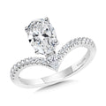 Oval-Cut Chevron-Shaped Hidden Halo Diamond Engagement Ring — R2278W-SR