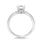 Oval-Cut Chevron-Shaped Hidden Halo Diamond Engagement Ring — R2278W-SR