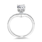 Oval-Cut Chevron-Shaped Hidden Halo Diamond Engagement Ring — R2278W-SR