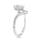 Oval-Cut Chevron-Shaped Hidden Halo Diamond Engagement Ring — R2278W-SR