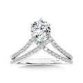 Six-Prong Chevron-Shaped & Split Shank Hidden Accents Diamond Engagement Ring — R2280W-SR