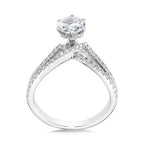 Six-Prong Chevron-Shaped & Split Shank Hidden Accents Diamond Engagement Ring — R2280W-SR