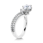 Six-Prong Chevron-Shaped & Split Shank Hidden Accents Diamond Engagement Ring — R2280W-SR
