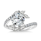 Marquise-Accented Dramatic Bypass & Hidden Halo Diamond Engagement Ring — R2282W-SR