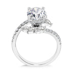 Marquise-Accented Dramatic Bypass & Hidden Halo Diamond Engagement Ring — R2282W-SR