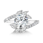 Marquise-Accented Dramatic Bypass & Hidden Halo Diamond Engagement Ring — R2282W-SR