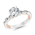 Crisscross Two-Tone & Milgrain-Beaded Diamond Collar Engagement Ring — R2283WP-SR