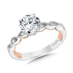 Crisscross Two-Tone & Milgrain-Beaded Diamond Collar Engagement Ring — R2283WP-SR