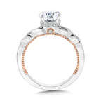 Crisscross Two-Tone & Milgrain-Beaded Diamond Collar Engagement Ring — R2283WP-SR