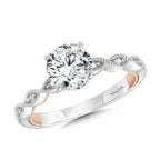 Crisscross Two-Tone & Milgrain-Beaded Diamond Collar Engagement Ring — R2283WP-SR