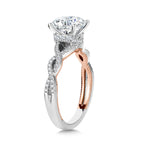 Two-Tone & Milgrain-Beaded, Crisscross Hidden Diamond Engagement Ring — R2285WP-SR