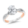 Oval-Cut Crisscross Two-Tone & Milgrain-Beaded Hidden Halo Diamond Engagement Ring — R2286WP-SR