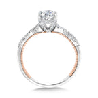 Oval-Cut Crisscross Two-Tone & Milgrain-Beaded Hidden Halo Diamond Engagement Ring — R2286WP-SR
