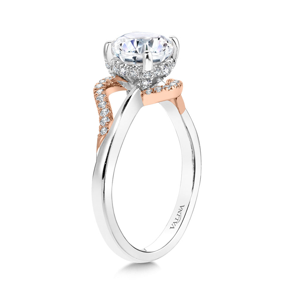 Two-Tone Split Shank & Bypass Diamond Engagement Ring — R2287WP-SR