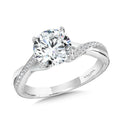 Crisscross & Milgrain-Beaded Hidden Accents Diamond Engagement Ring — R2289W-SR