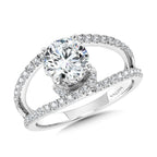 Milgrain-Beaded Split Shank & Hidden Accents Diamond Engagement Ring — R2290W-SR