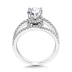 Milgrain-Beaded Split Shank & Hidden Accents Diamond Engagement Ring — R2290W-SR