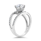 Milgrain-Beaded Split Shank & Hidden Accents Diamond Engagement Ring — R2290W-SR