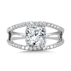 Milgrain-Beaded Split Shank & Hidden Accents Diamond Engagement Ring — R2290W-SR