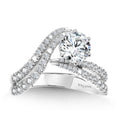 Asymmetrical Six-Prong Bypass & Split Shank Hidden Halo Diamond Engagement Ring — R2291W-SR