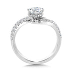 Asymmetrical Six-Prong Bypass & Split Shank Hidden Halo Diamond Engagement Ring — R2291W-SR