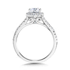 Oval-Cut Straight Blooming Halo Diamond Engagement Ring — R2292W-SR