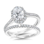 Oval-Cut Straight Blooming Halo Diamond Engagement Ring — R2292W-SR