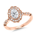 Oval-Cut Bezel-Set Stackable Shank & Fancy Diamond Halo Engagement Ring — R2293P-SR