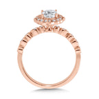 Oval-Cut Bezel-Set Stackable Shank & Fancy Diamond Halo Engagement Ring — R2293P-SR