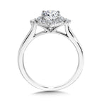Four-Pointed Oval-Cut Diamond Halo Engagement Ring — R2294W-SR