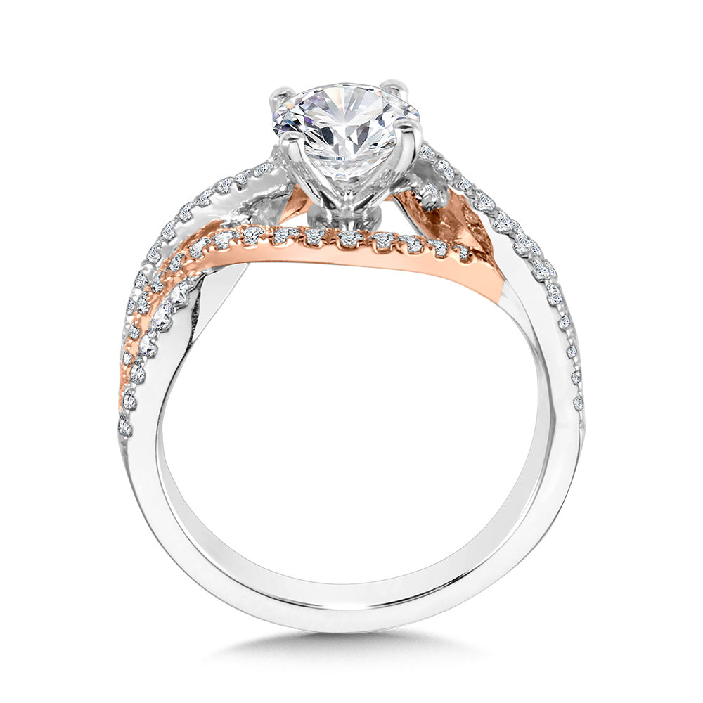Two-Tone Crisscross & Split Shank Diamond Engagement Ring — R2295WP-SR