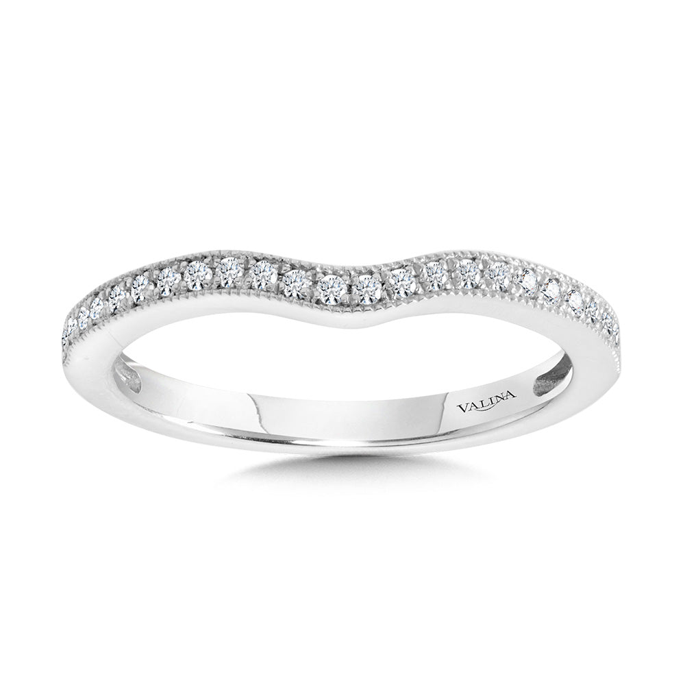 Curved Milgrain-Beaded Diamond Wedding Band — R2296BW-SR