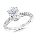 Straight Oval-Cut Hidden Halo Engagement Ring w/ Diamond Arch Undergallery — R2302W